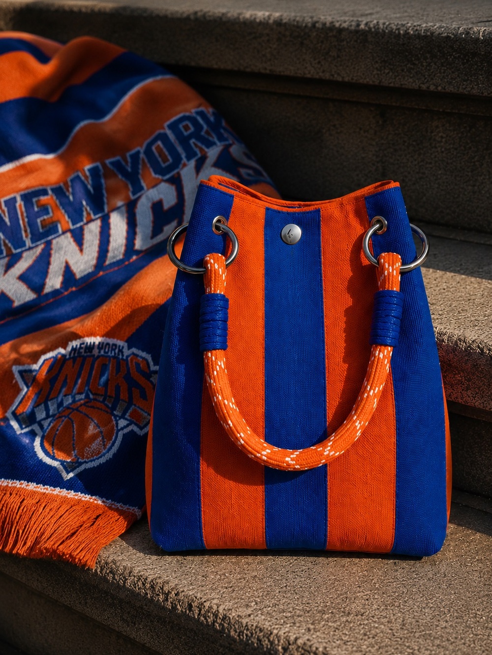 New York Knicks Blue & Orange Stripe Tote